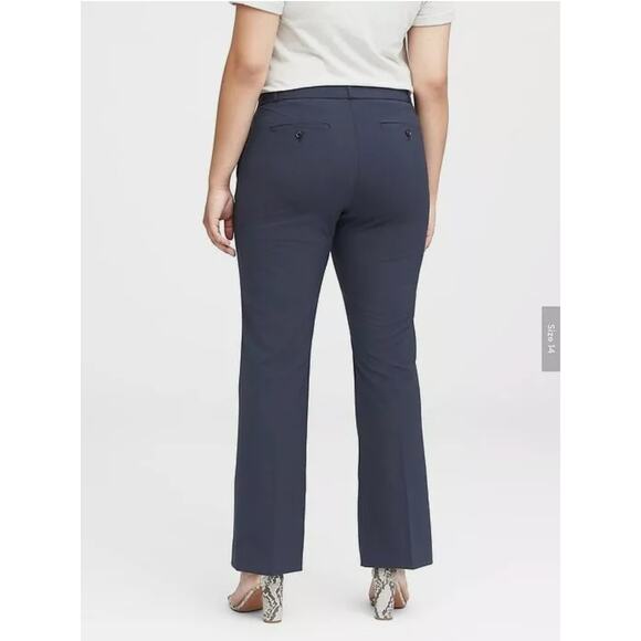 NWT Banana Republic Logan Trouser-Fit Washable Wool-Blend Pant - Navy sz 14S - Picture 2 of 9